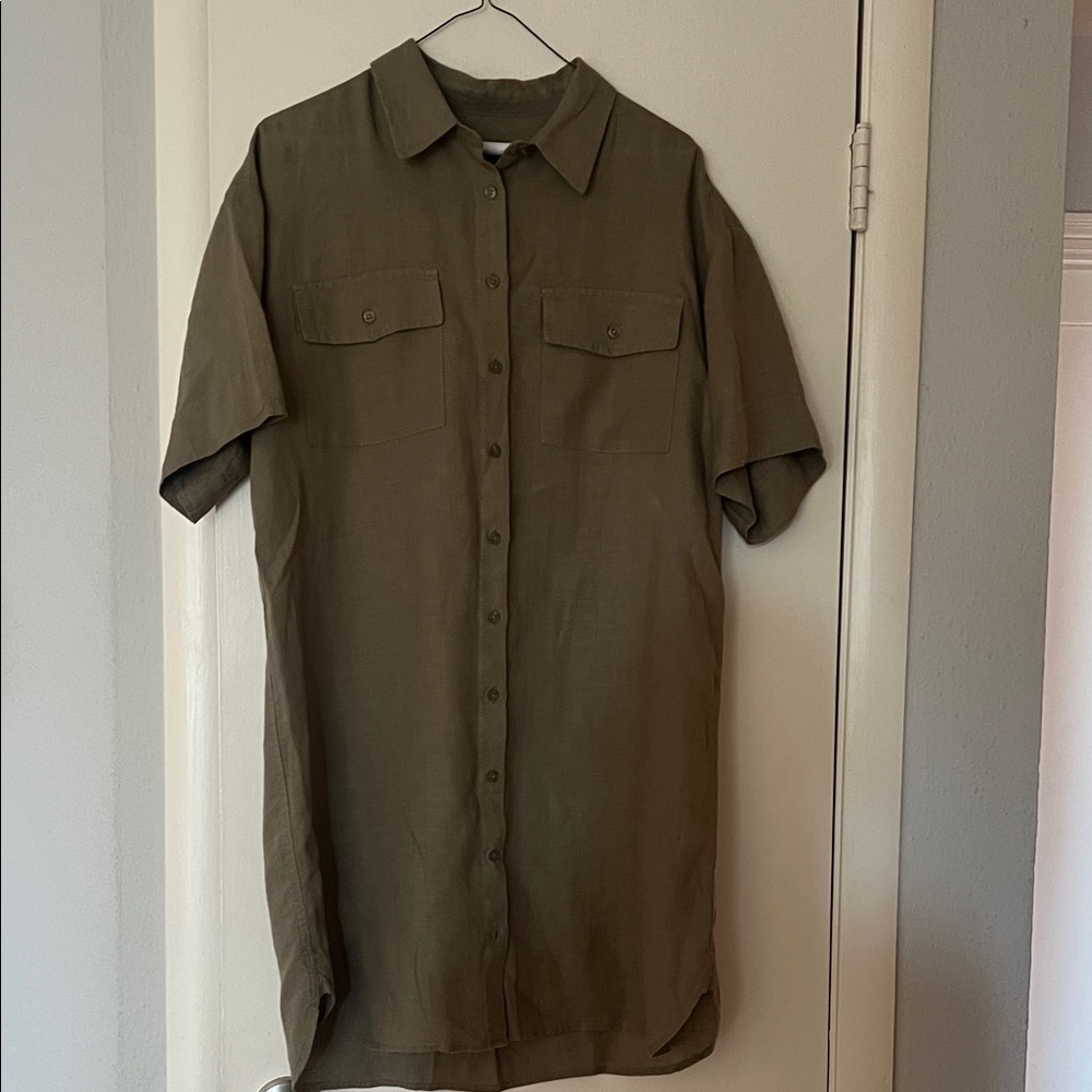J. Crew Olive Short-Sleeve Dress